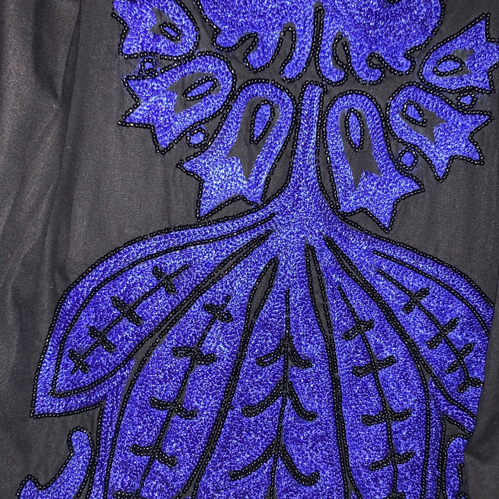 French Connection Strapless Black Blue Bead Dress - Picture 5 of 7